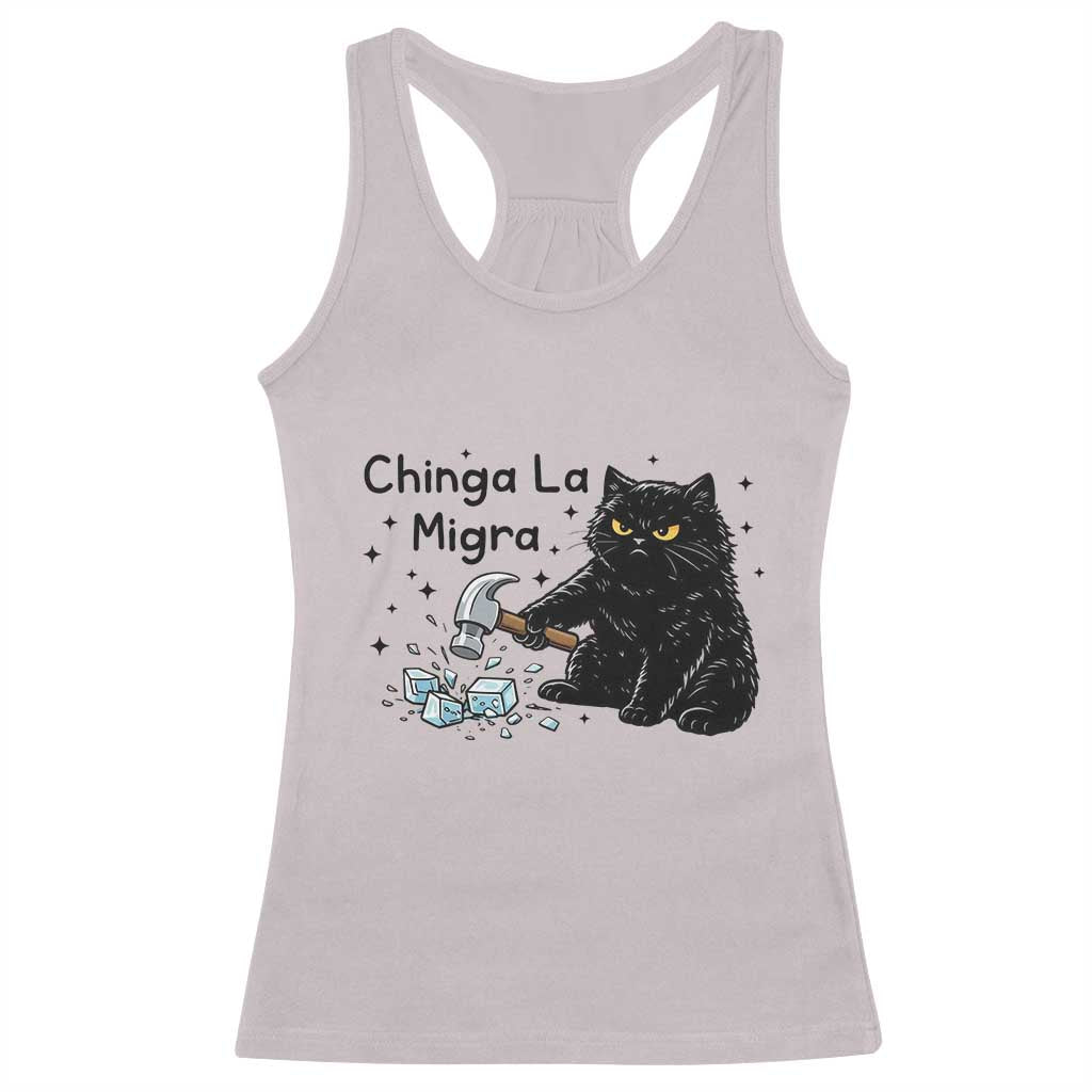 Chinga La Migra Racerback Tank Top Funny Cat Immigration Support