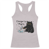 Chinga La Migra Racerback Tank Top Funny Cat Immigration Support