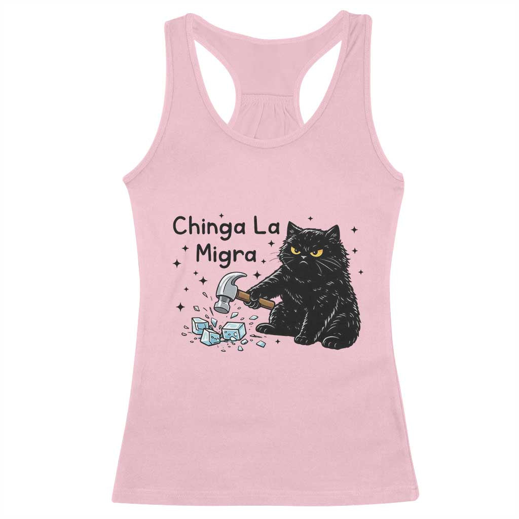Chinga La Migra Racerback Tank Top Funny Cat Immigration Support