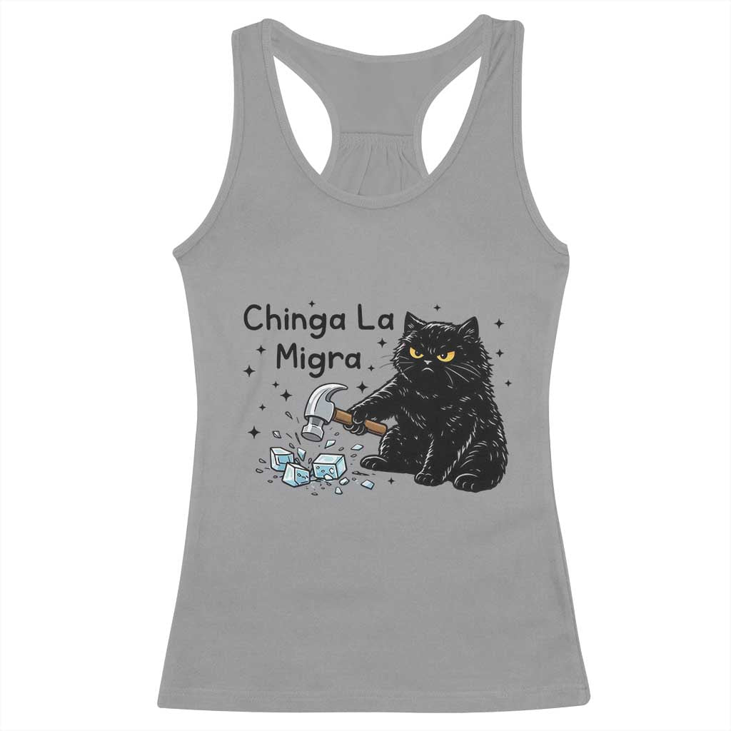 Chinga La Migra Racerback Tank Top Funny Cat Immigration Support