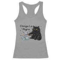 Chinga La Migra Racerback Tank Top Funny Cat Immigration Support