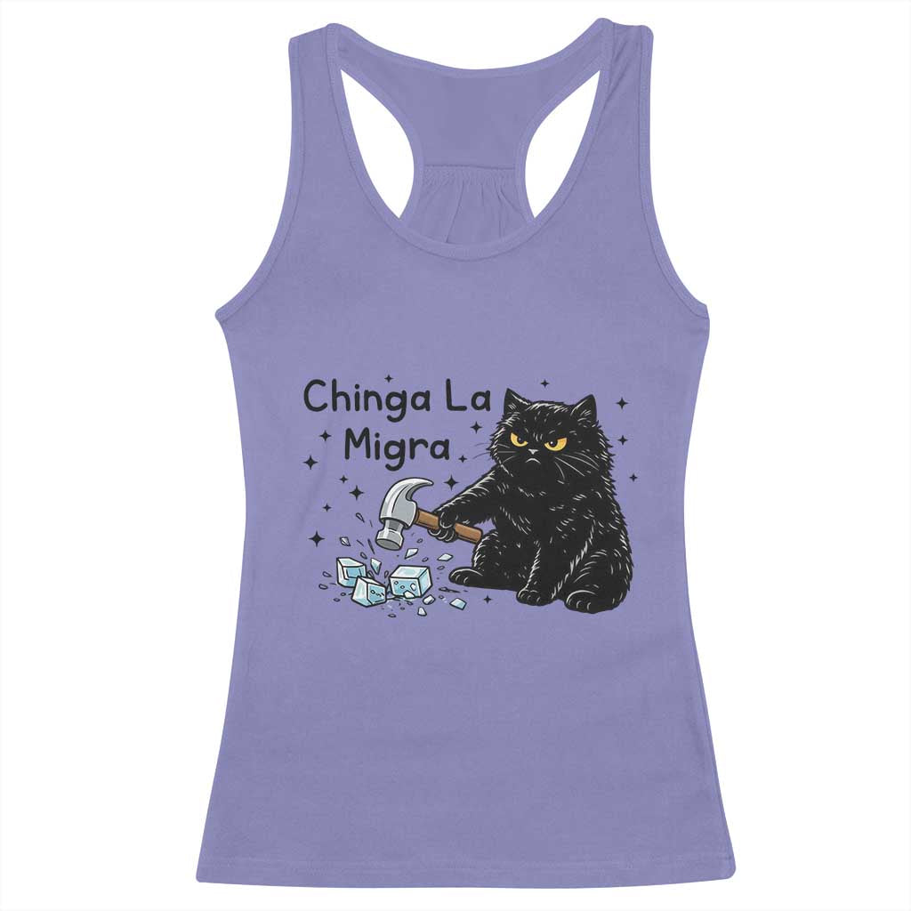 Chinga La Migra Racerback Tank Top Funny Cat Immigration Support