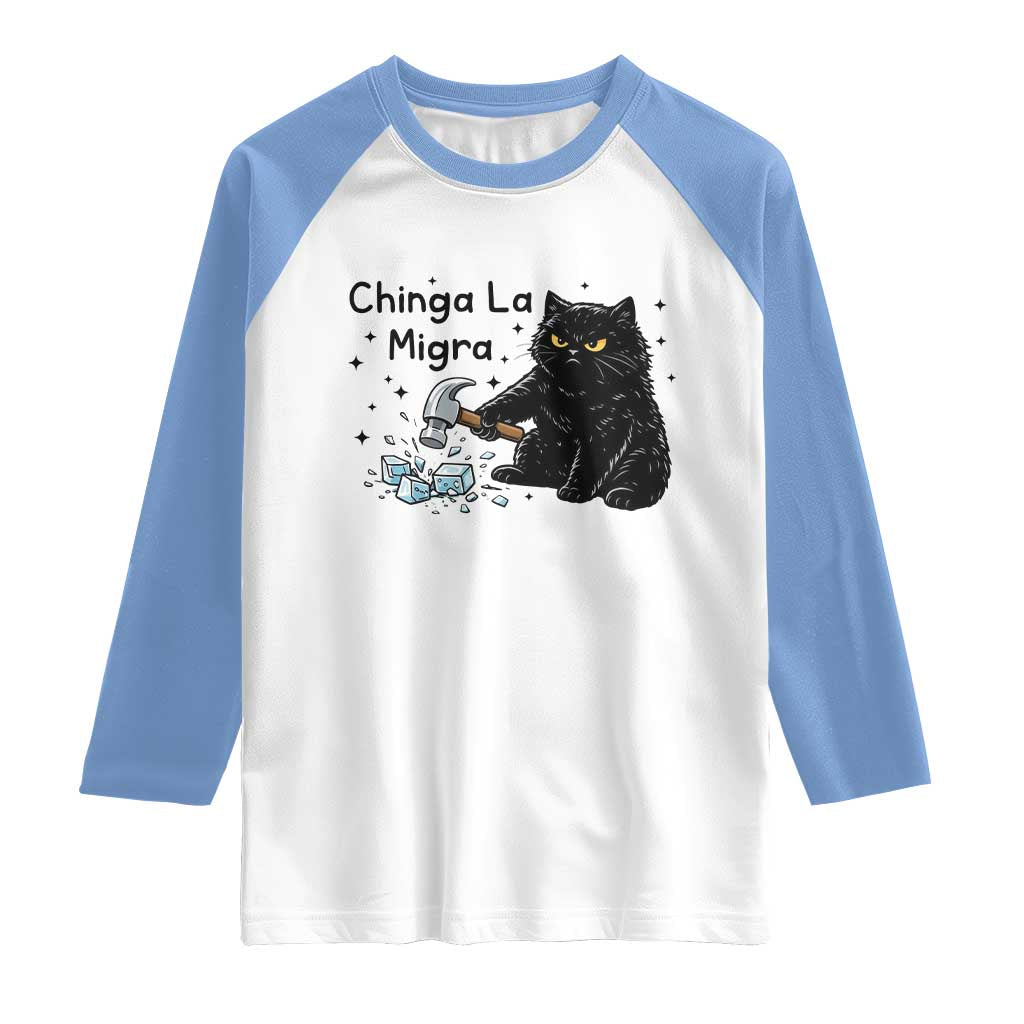 Chinga La Migra Raglan Shirt Funny Cat Immigration Support