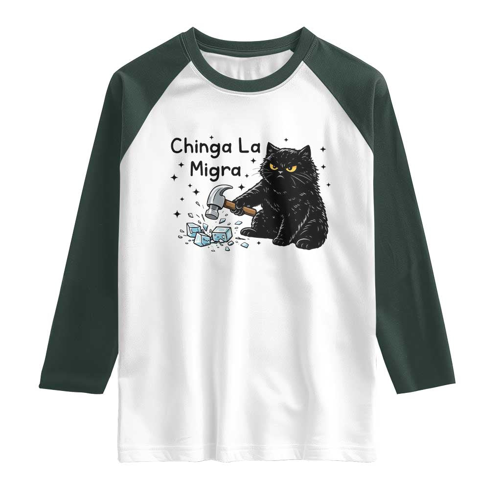 Chinga La Migra Raglan Shirt Funny Cat Immigration Support