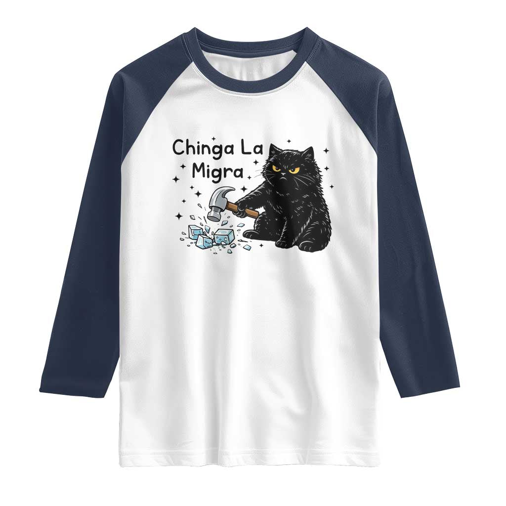 Chinga La Migra Raglan Shirt Funny Cat Immigration Support
