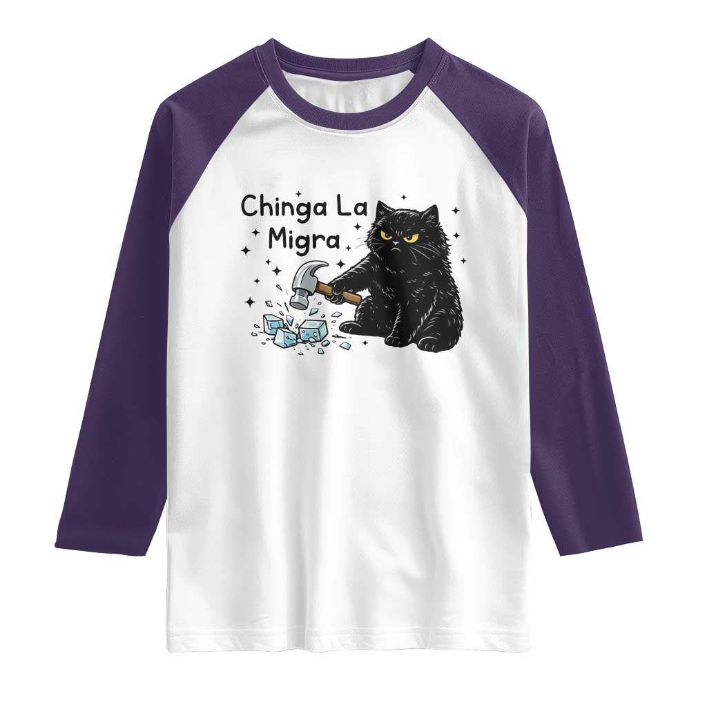 Chinga La Migra Raglan Shirt Funny Cat Immigration Support
