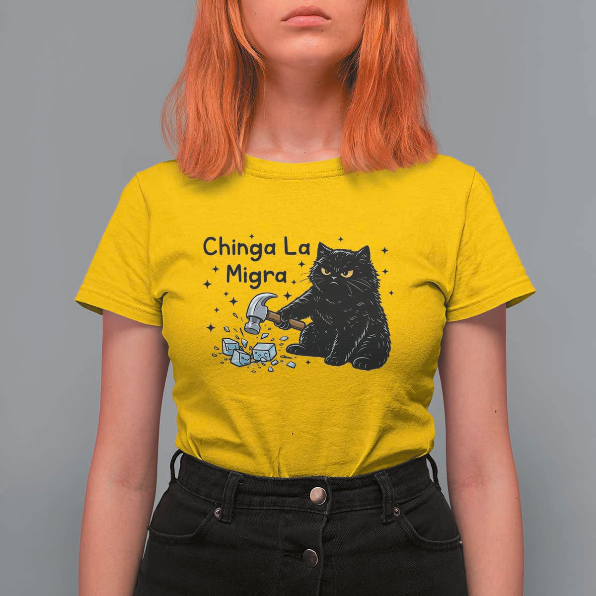 Chinga La Migra T Shirt For Women Funny Cat Immigration Support