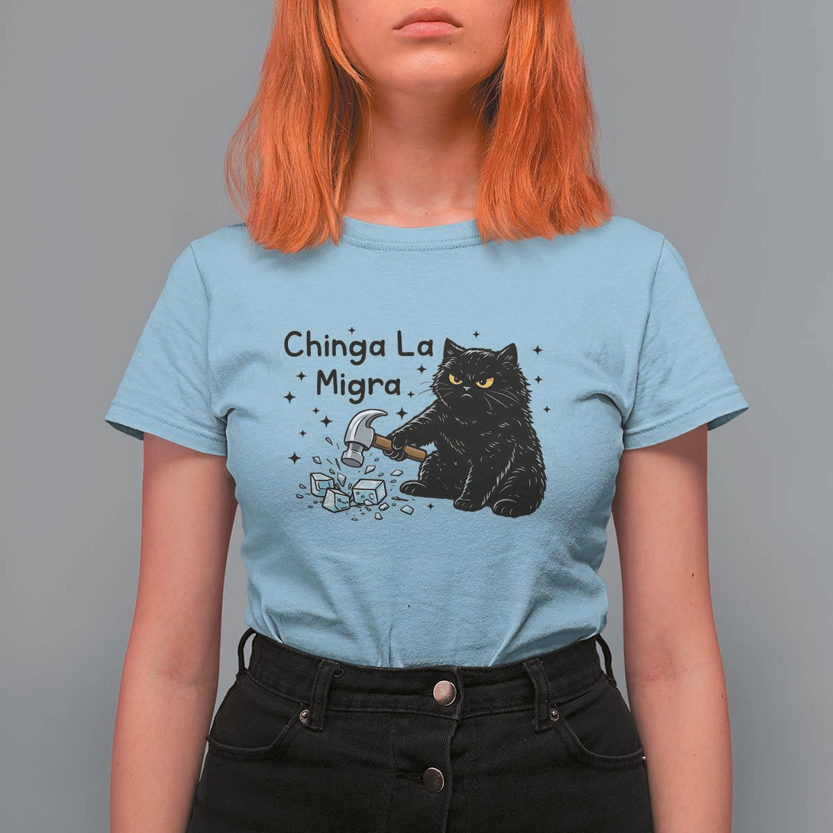 Chinga La Migra T Shirt For Women Funny Cat Immigration Support