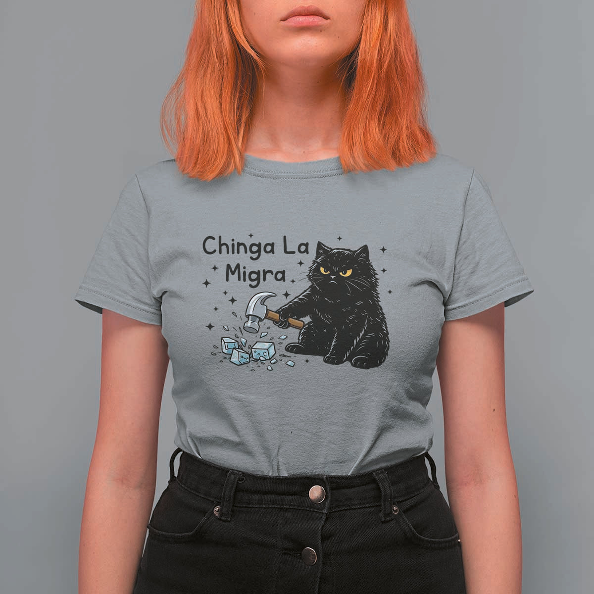 Chinga La Migra T Shirt For Women Funny Cat Immigration Support