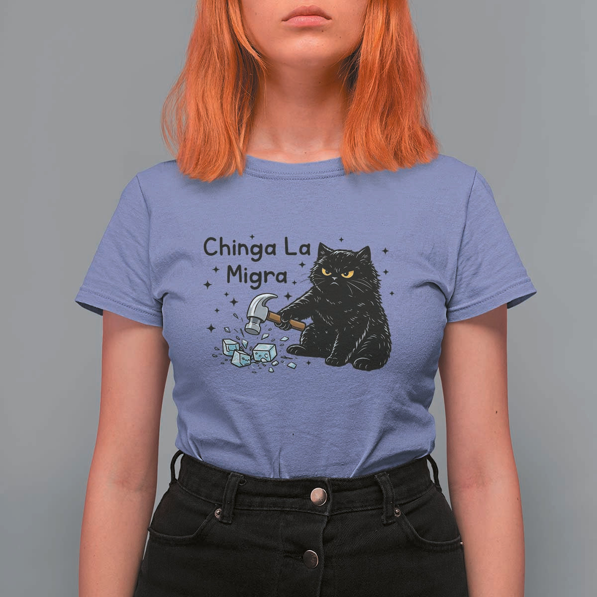 Chinga La Migra T Shirt For Women Funny Cat Immigration Support