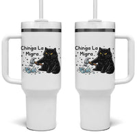 Chinga La Migra Tumbler With Handle Funny Cat Immigration Support
