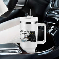 Chinga La Migra Tumbler With Handle Funny Cat Immigration Support