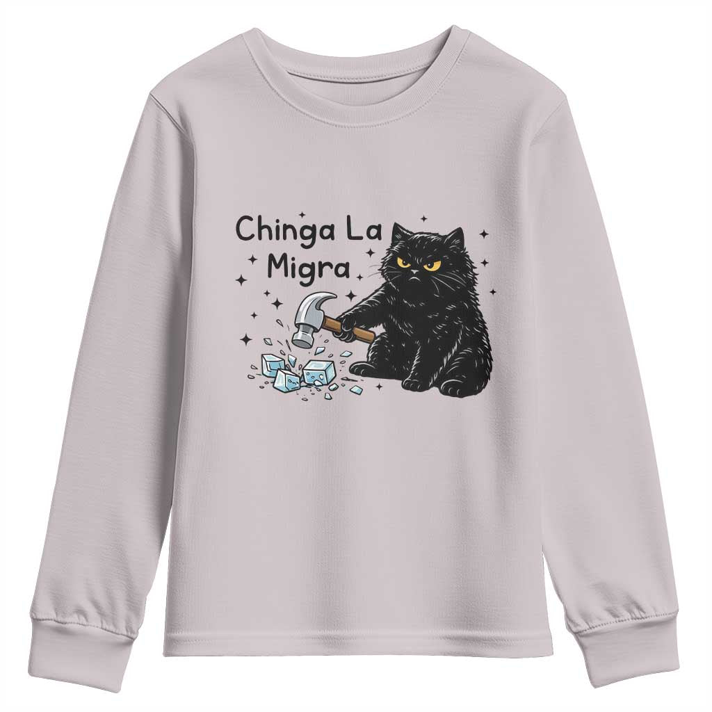 Chinga La Migra Youth Sweatshirt Funny Cat Immigration Support