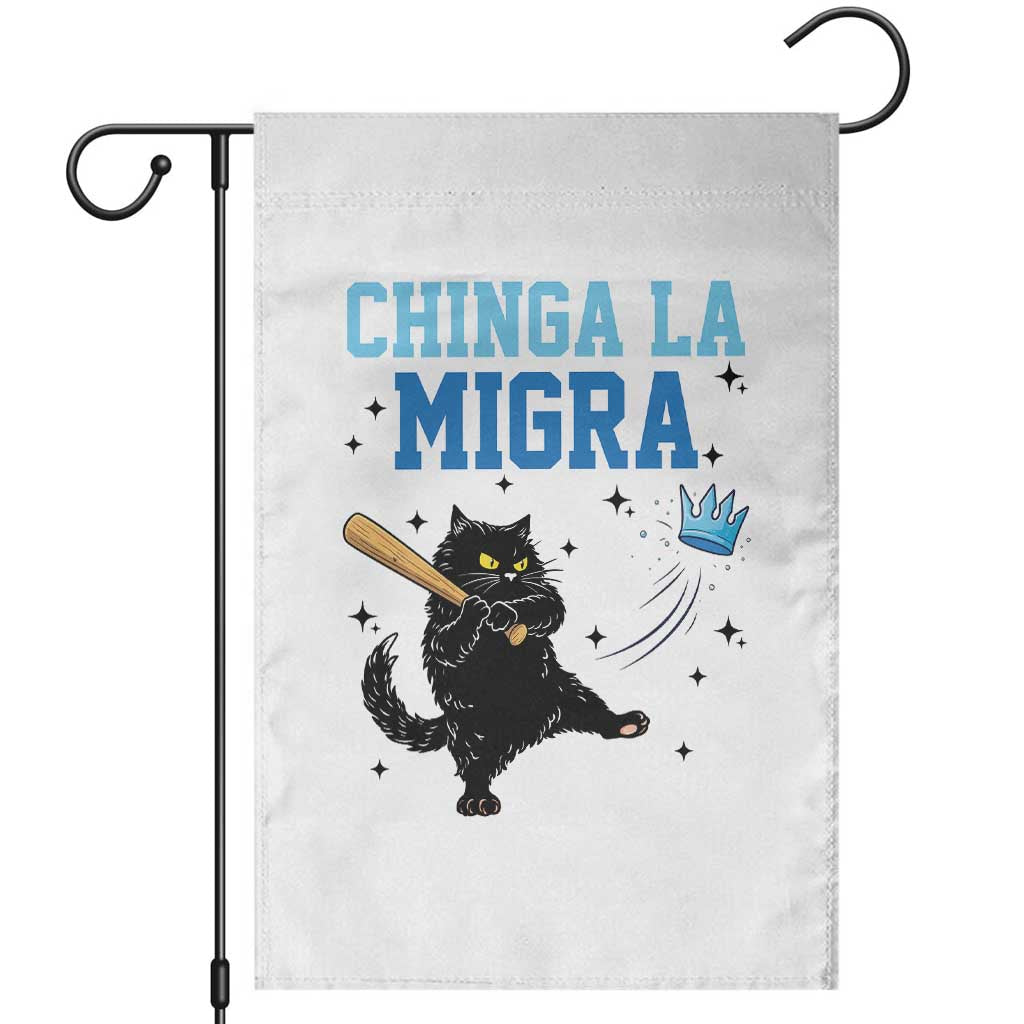 Chinga La Migra Garden Flag Funny Protest Cat Minneapolis Support Gift
