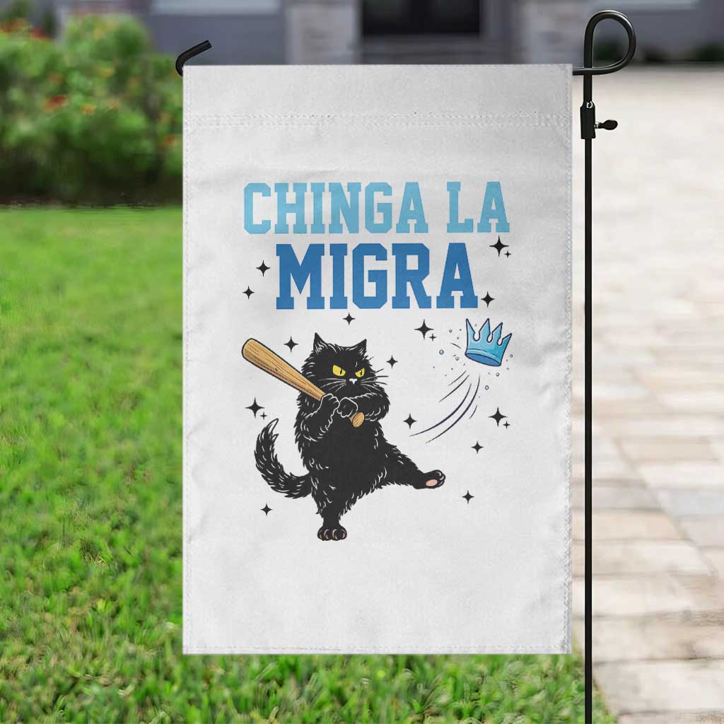 Chinga La Migra Garden Flag Funny Protest Cat Minneapolis Support Gift
