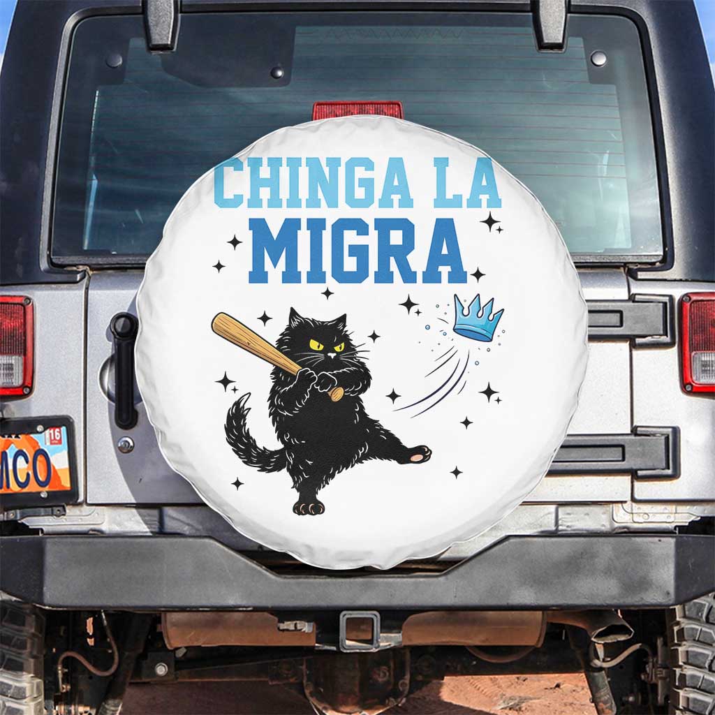 Chinga La Migra Spare Tire Cover Funny Protest Cat Minneapolis Support Gift