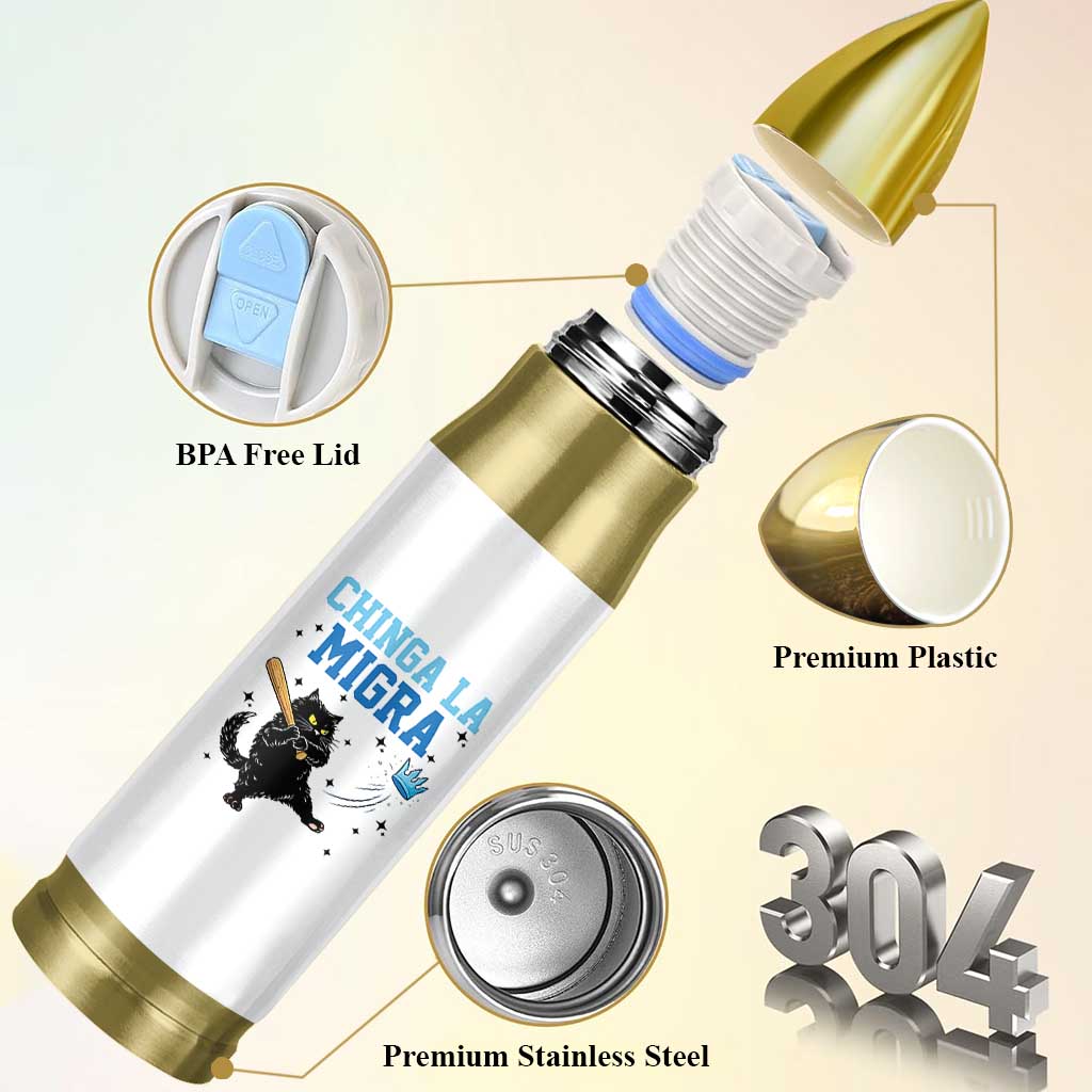 Chinga La Migra Bullet Tumbler Funny Protest Cat Minneapolis Support Gift