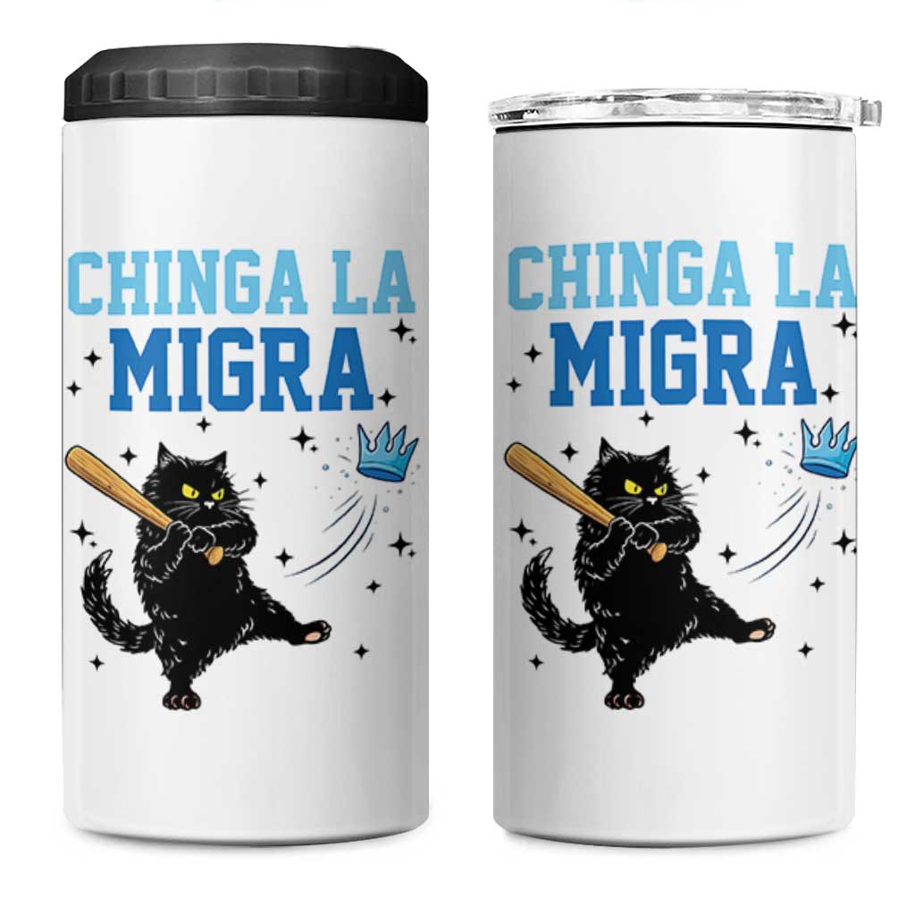 Chinga La Migra 4 in 1 Can Cooler Tumbler Funny Protest Cat Minneapolis Support Gift
