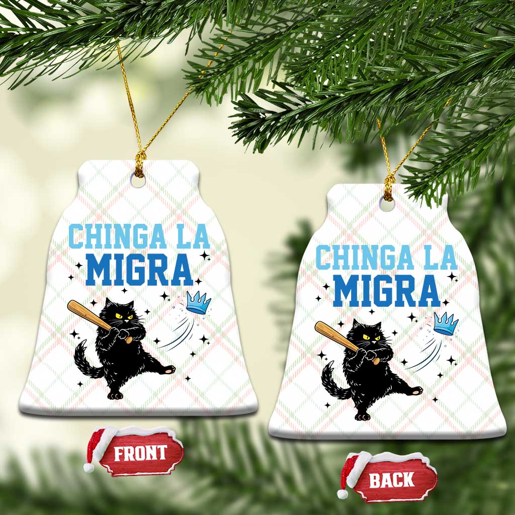 Chinga La Migra Ceramic Ornament Funny Protest Cat Minneapolis Support Gift