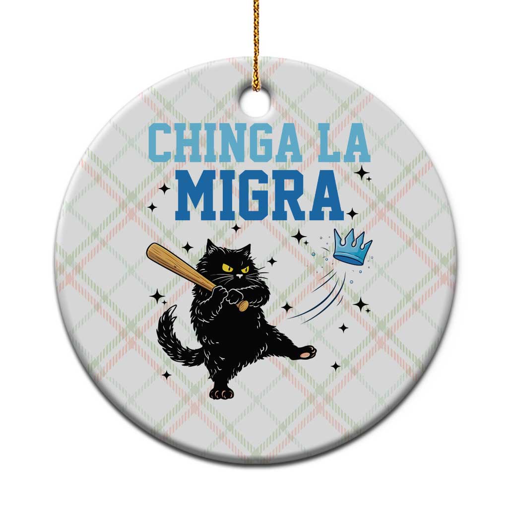 Chinga La Migra Ceramic Ornament Funny Protest Cat Minneapolis Support Gift