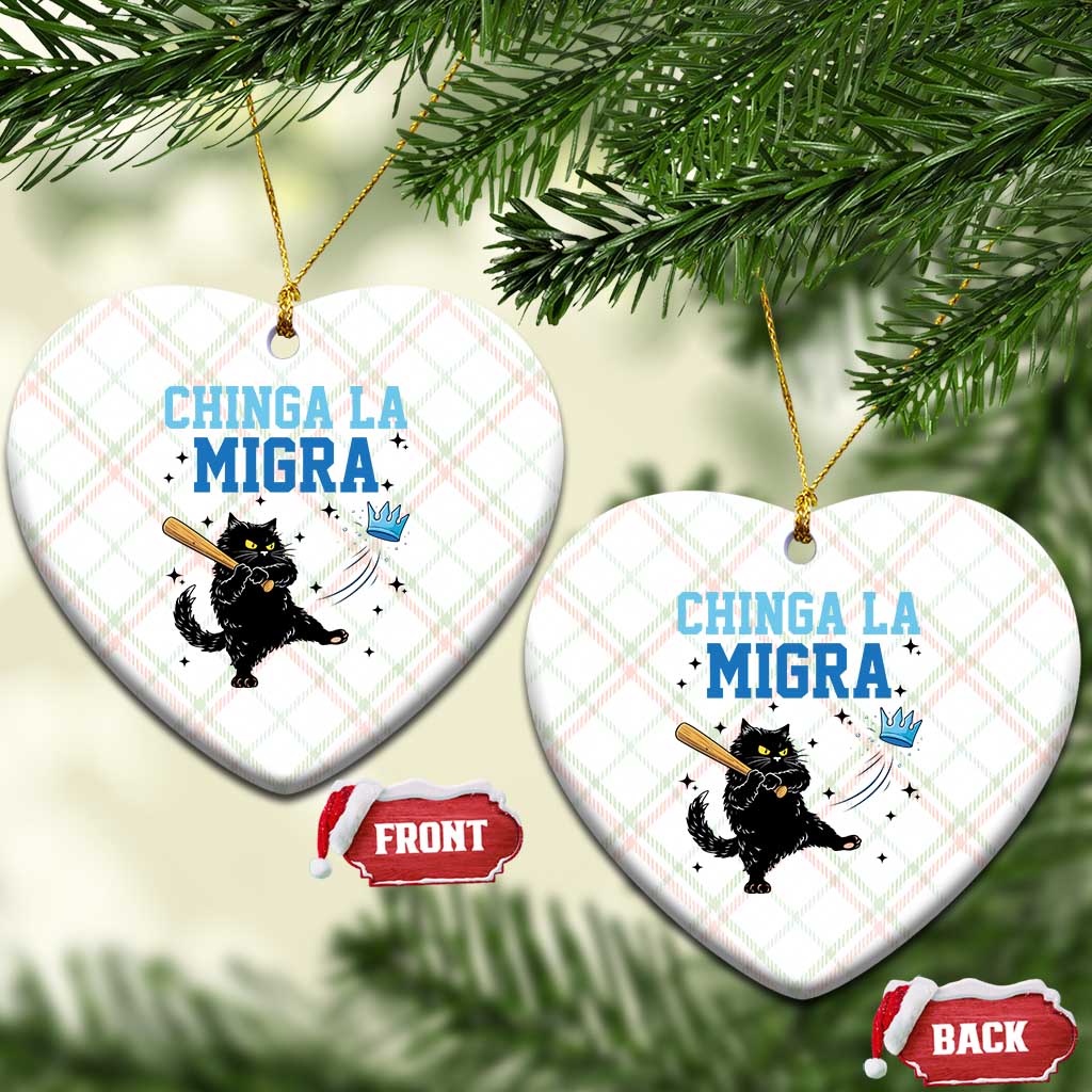 Chinga La Migra Ceramic Ornament Funny Protest Cat Minneapolis Support Gift