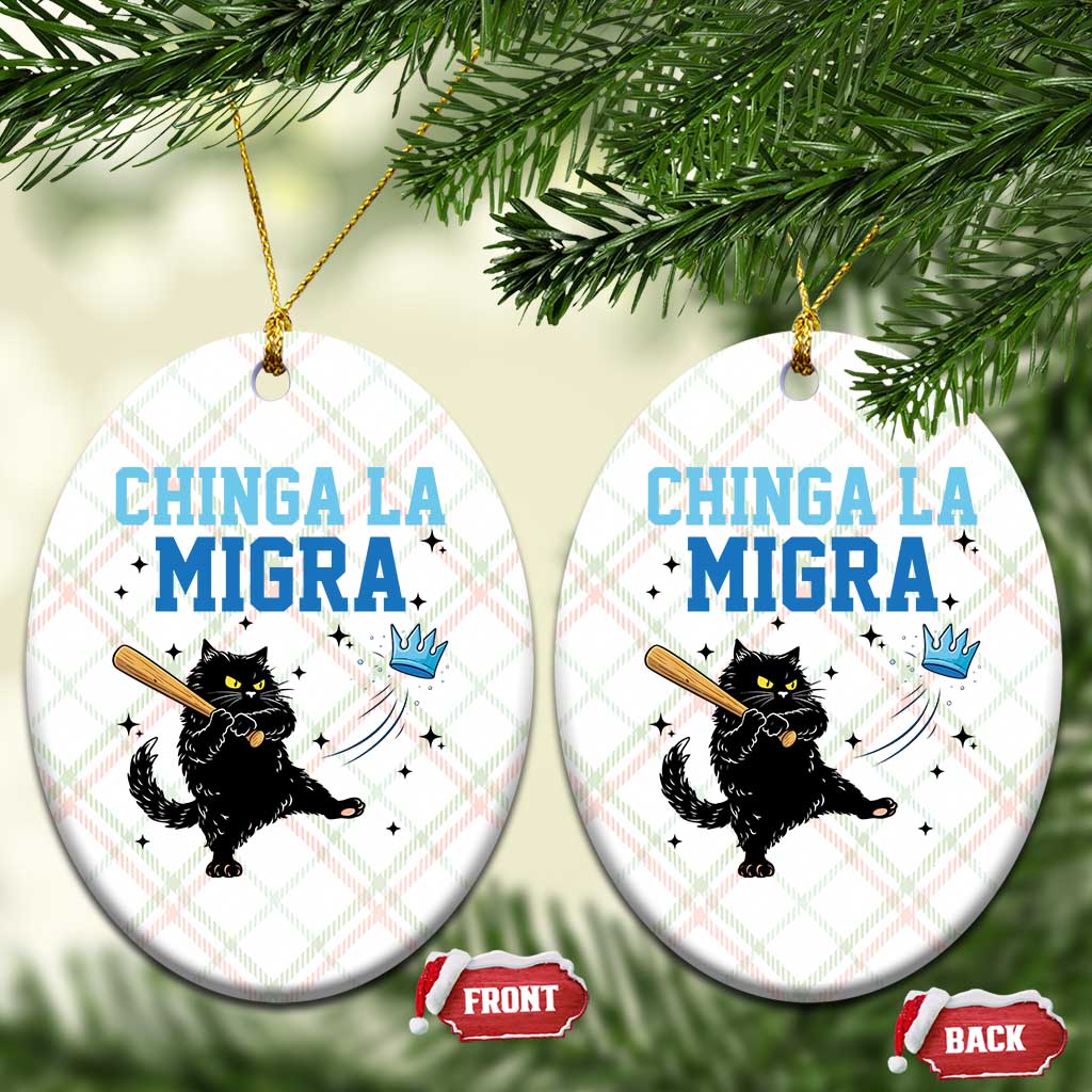Chinga La Migra Ceramic Ornament Funny Protest Cat Minneapolis Support Gift