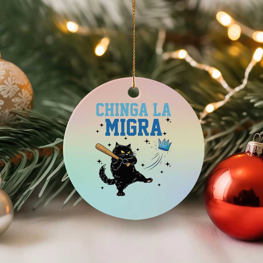Chinga La Migra Ceramic Ornament Funny Protest Cat Minneapolis Support Gift