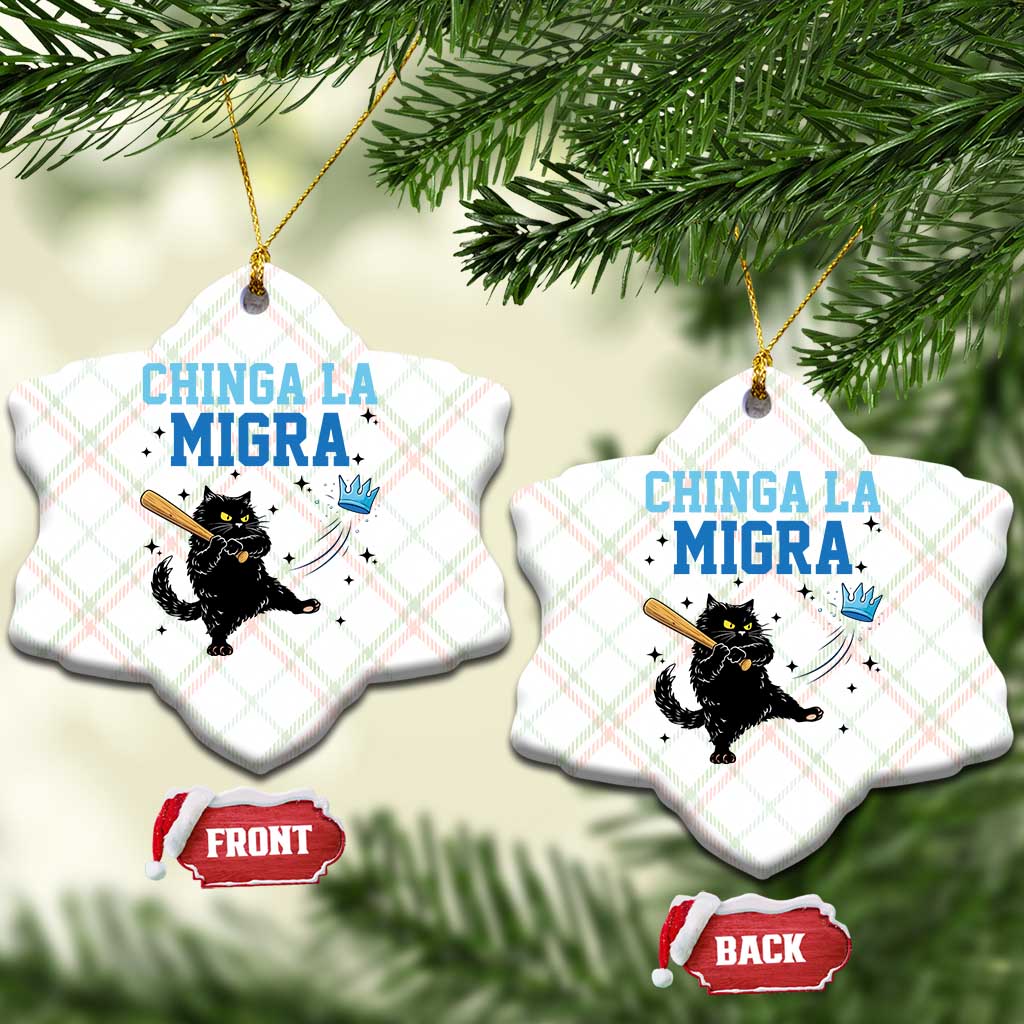 Chinga La Migra Ceramic Ornament Funny Protest Cat Minneapolis Support Gift