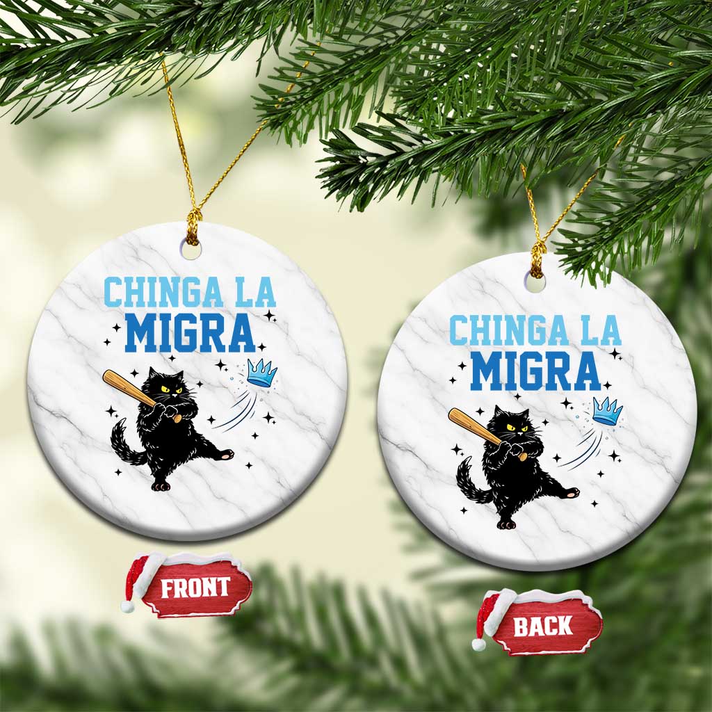 Chinga La Migra Ceramic Ornament Funny Protest Cat Minneapolis Support Gift