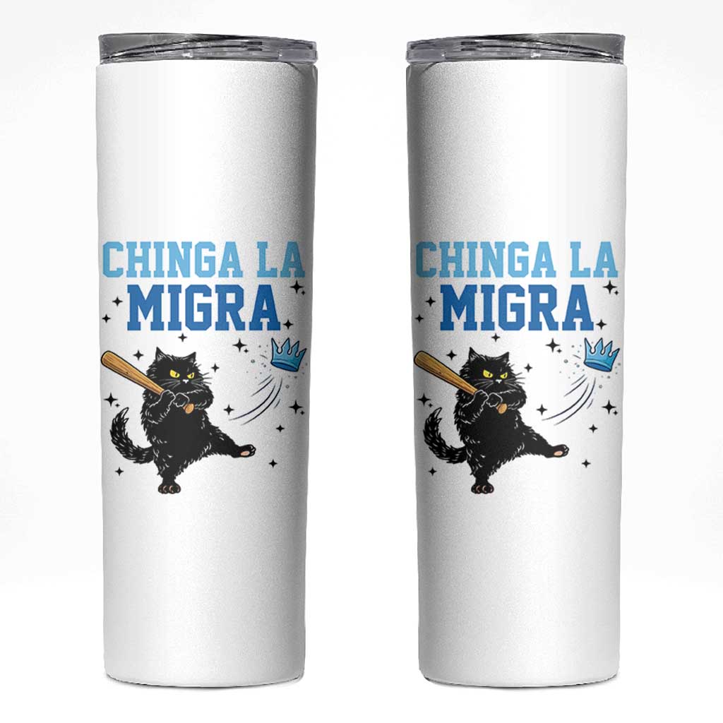Chinga La Migra Skinny Tumbler Funny Protest Cat Minneapolis Support Gift