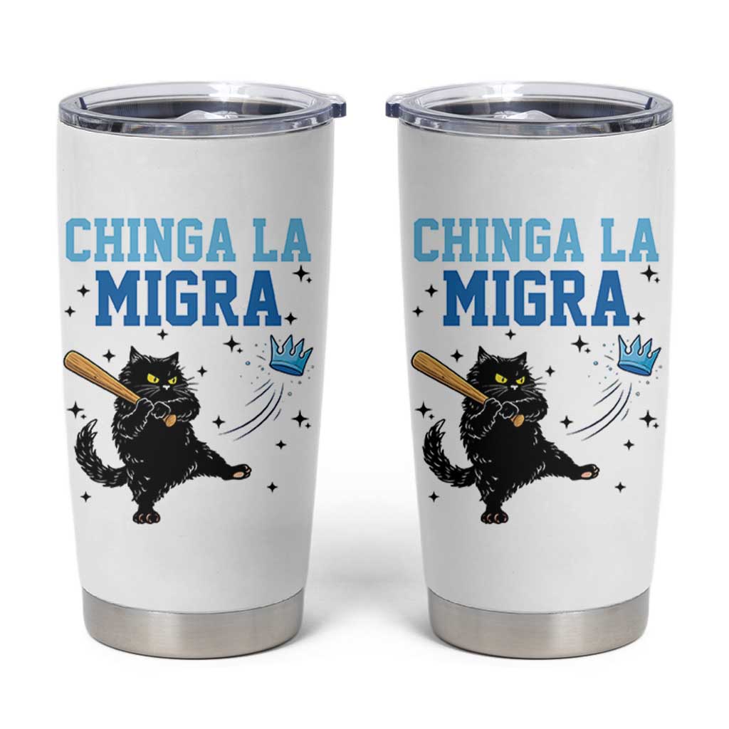 Chinga La Migra Tumbler Cup Funny Protest Cat Minneapolis Support Gift