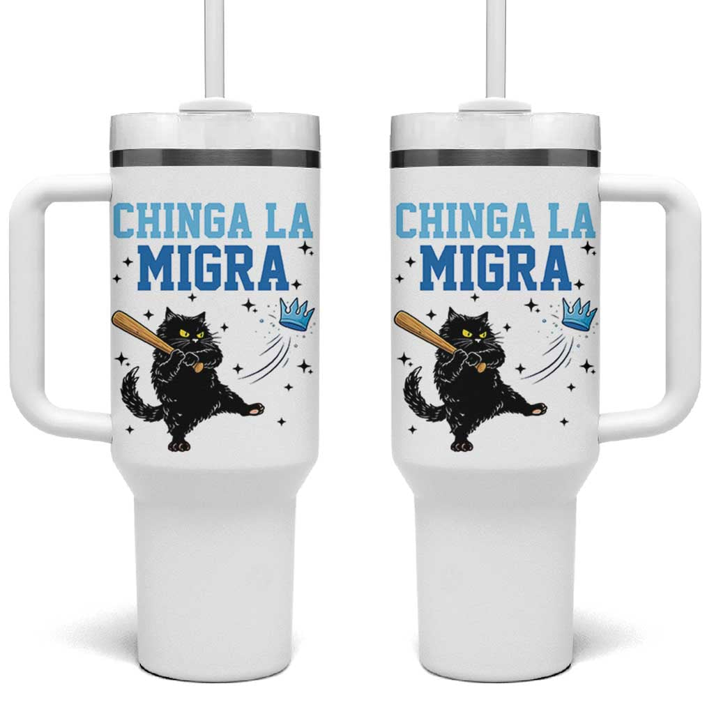 Chinga La Migra Tumbler With Handle Funny Protest Cat Minneapolis Support Gift