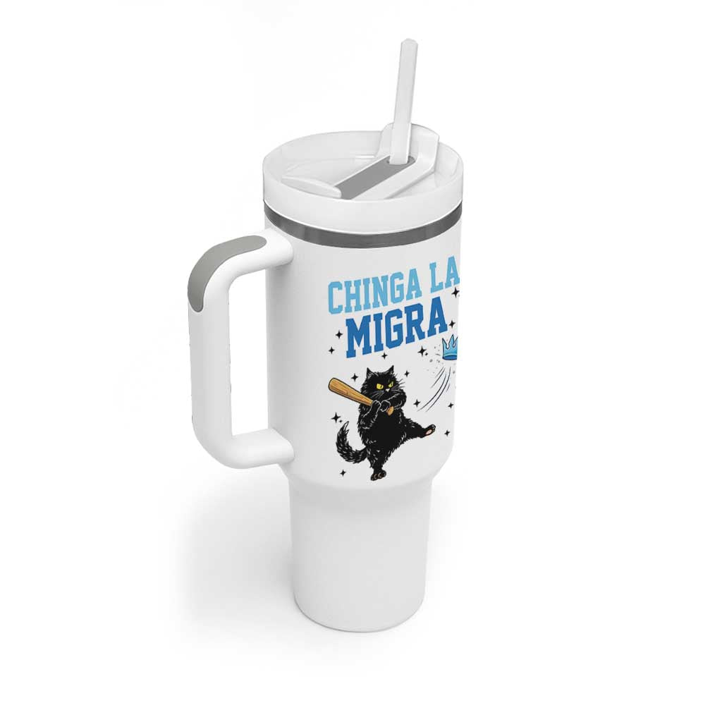 Chinga La Migra Tumbler With Handle Funny Protest Cat Minneapolis Support Gift