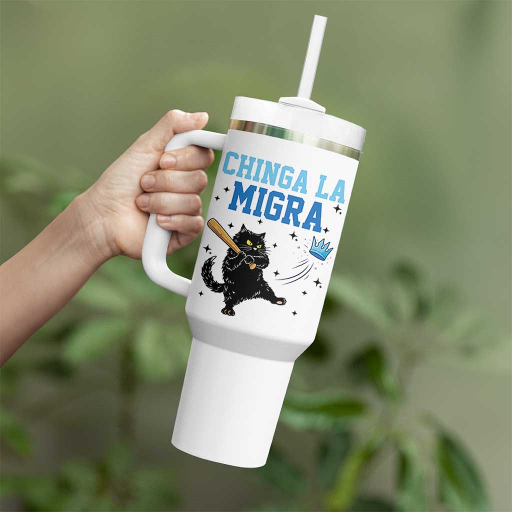 Chinga La Migra Tumbler With Handle Funny Protest Cat Minneapolis Support Gift
