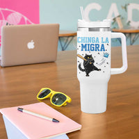 Chinga La Migra Tumbler With Handle Funny Protest Cat Minneapolis Support Gift