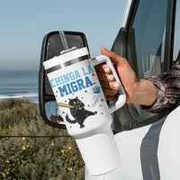 Chinga La Migra Tumbler With Handle Funny Protest Cat Minneapolis Support Gift
