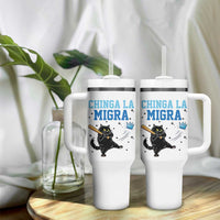 Chinga La Migra Tumbler With Handle Funny Protest Cat Minneapolis Support Gift