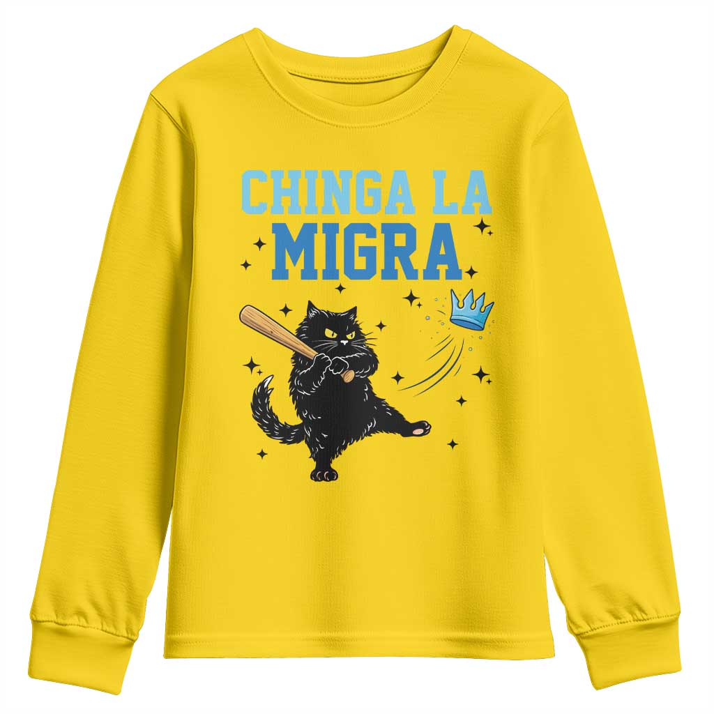 Chinga La Migra Youth Sweatshirt Funny Protest Cat Minneapolis Support Gift