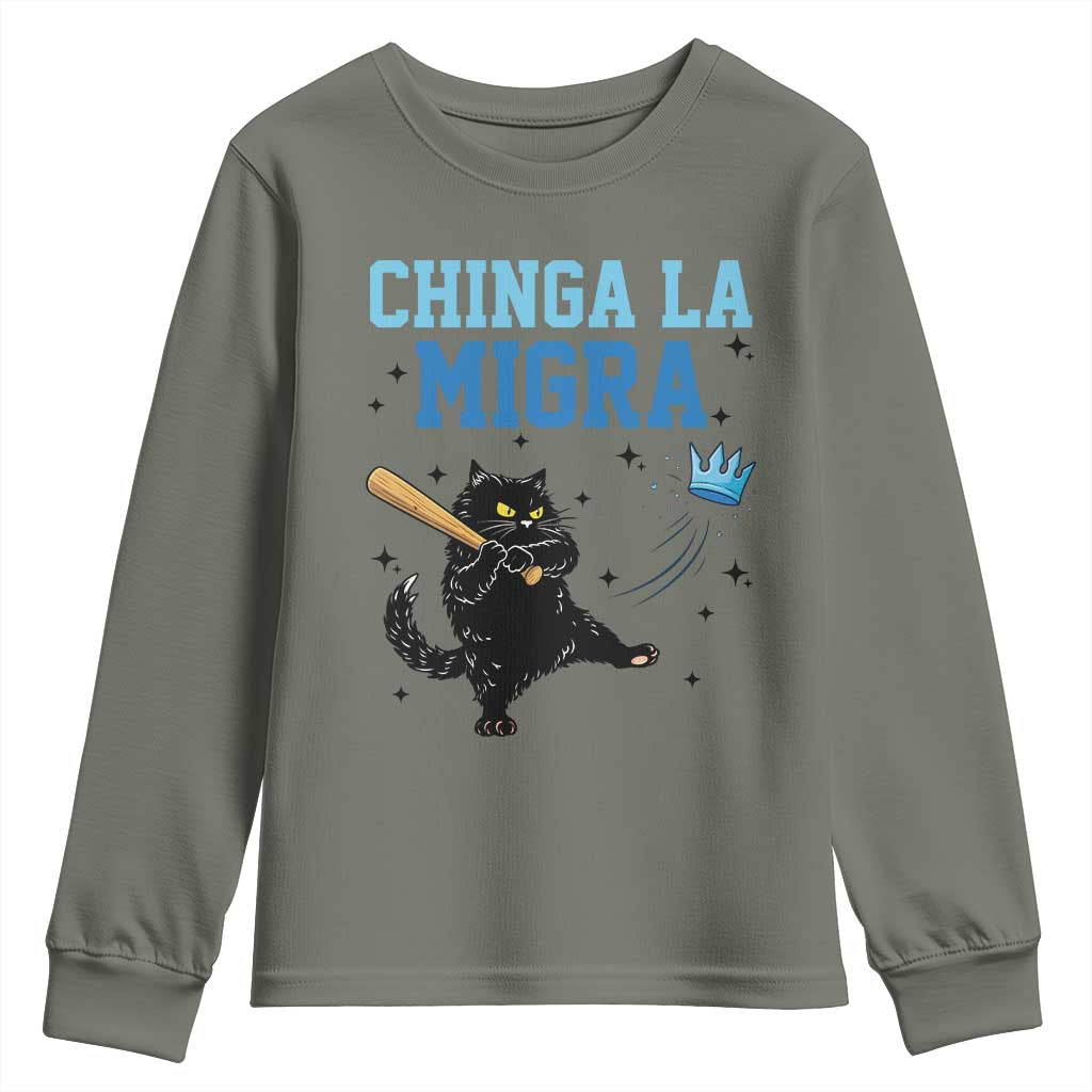 Chinga La Migra Youth Sweatshirt Funny Protest Cat Minneapolis Support Gift