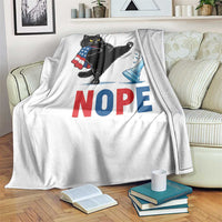 Funny Black Cat Kicks The Icy Chess Piece Nope Throw Blanket