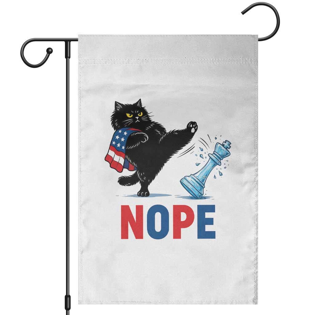Funny Black Cat Kicks The Icy Chess Piece Nope Garden Flag