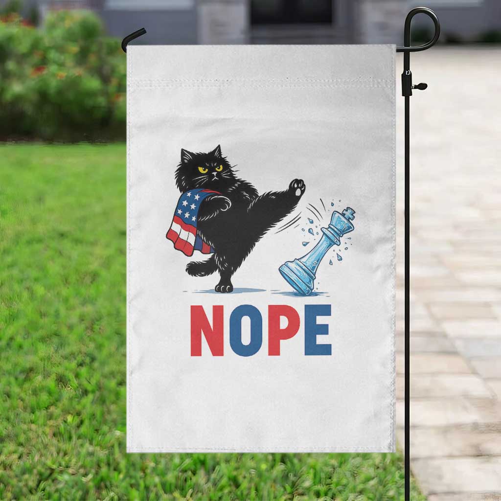 Funny Black Cat Kicks The Icy Chess Piece Nope Garden Flag