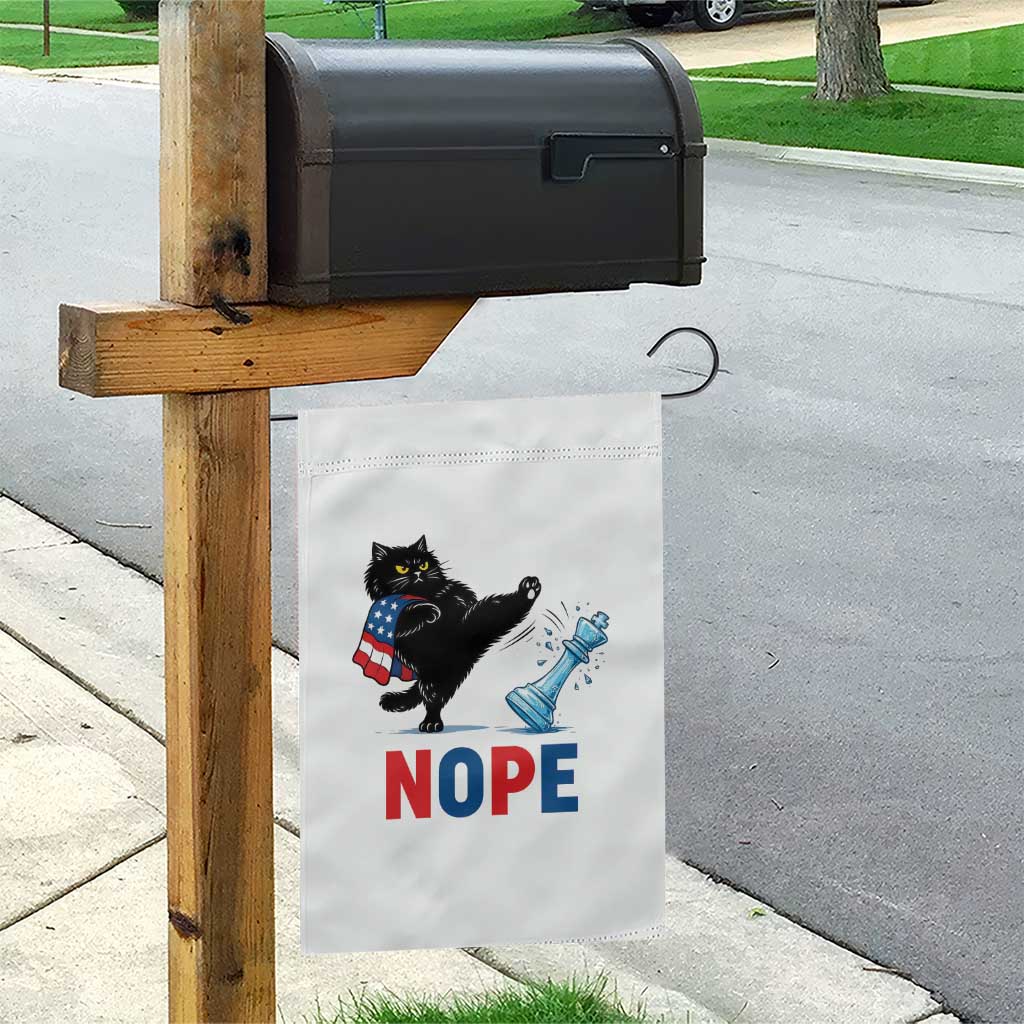 Funny Black Cat Kicks The Icy Chess Piece Nope Garden Flag