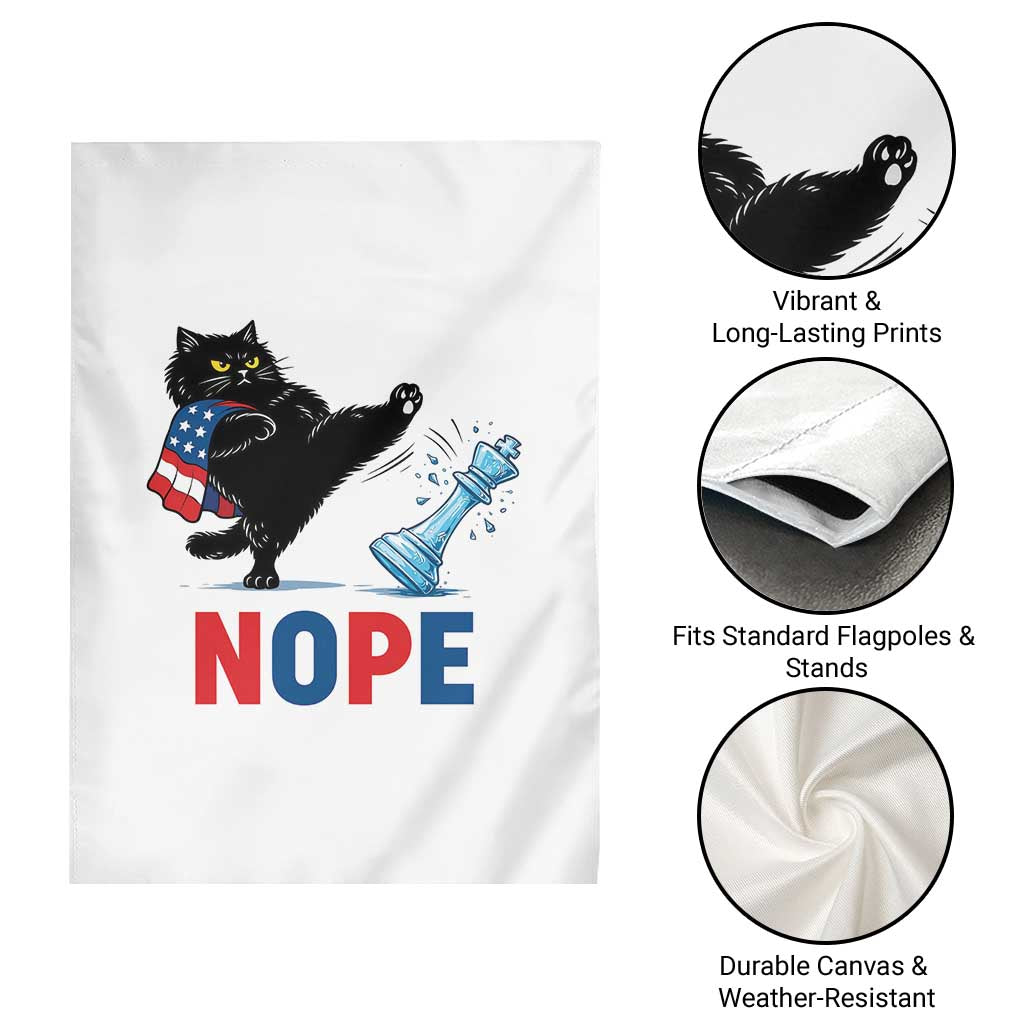 Funny Black Cat Kicks The Icy Chess Piece Nope Garden Flag