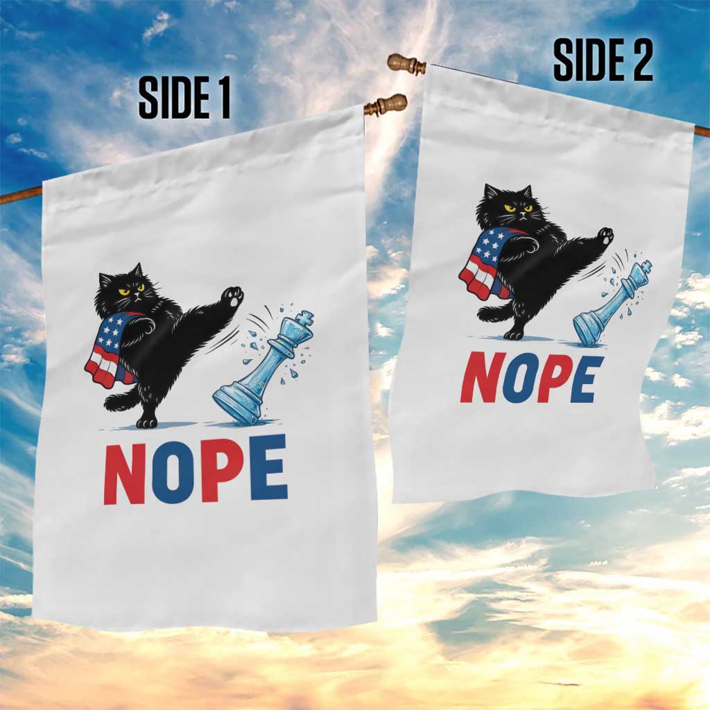 Funny Black Cat Kicks The Icy Chess Piece Nope Garden Flag