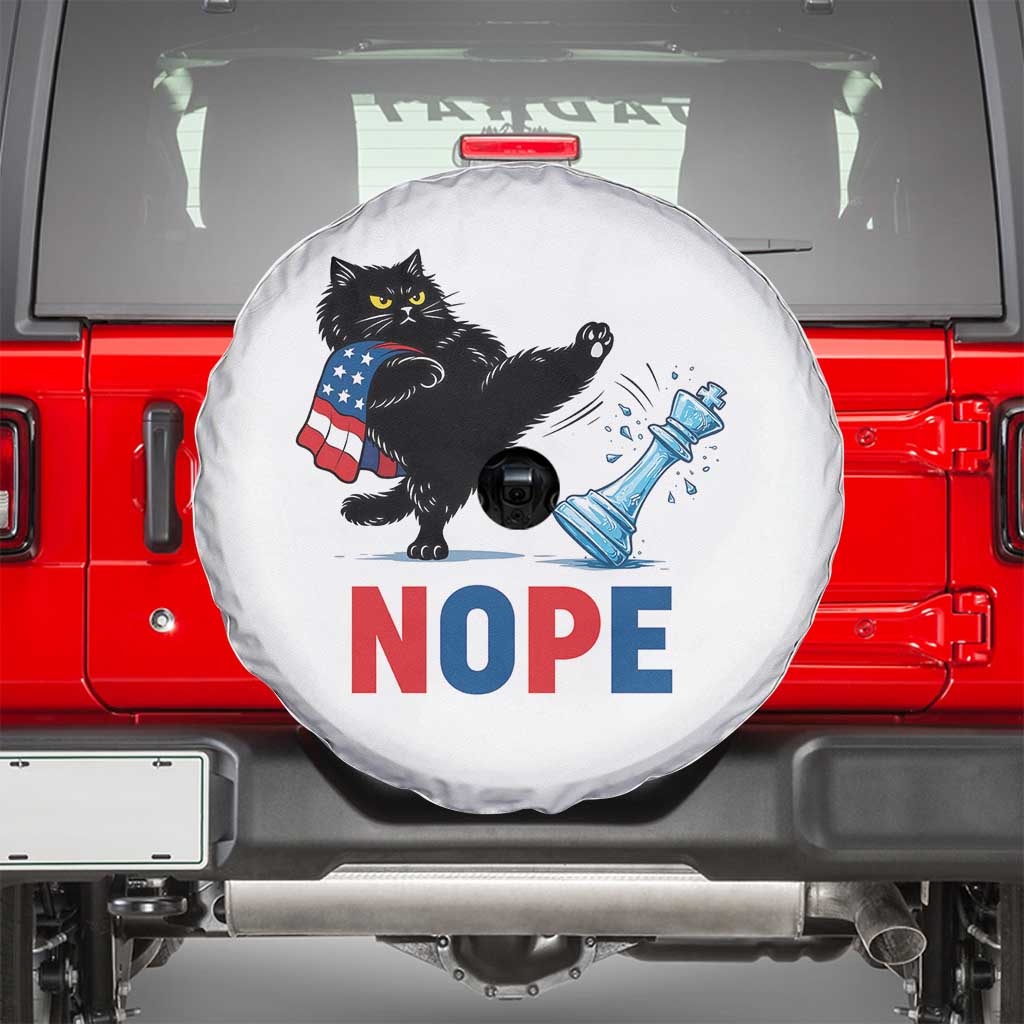 Funny Black Cat Kicks The Icy Chess Piece Nope Spare Tire Cover