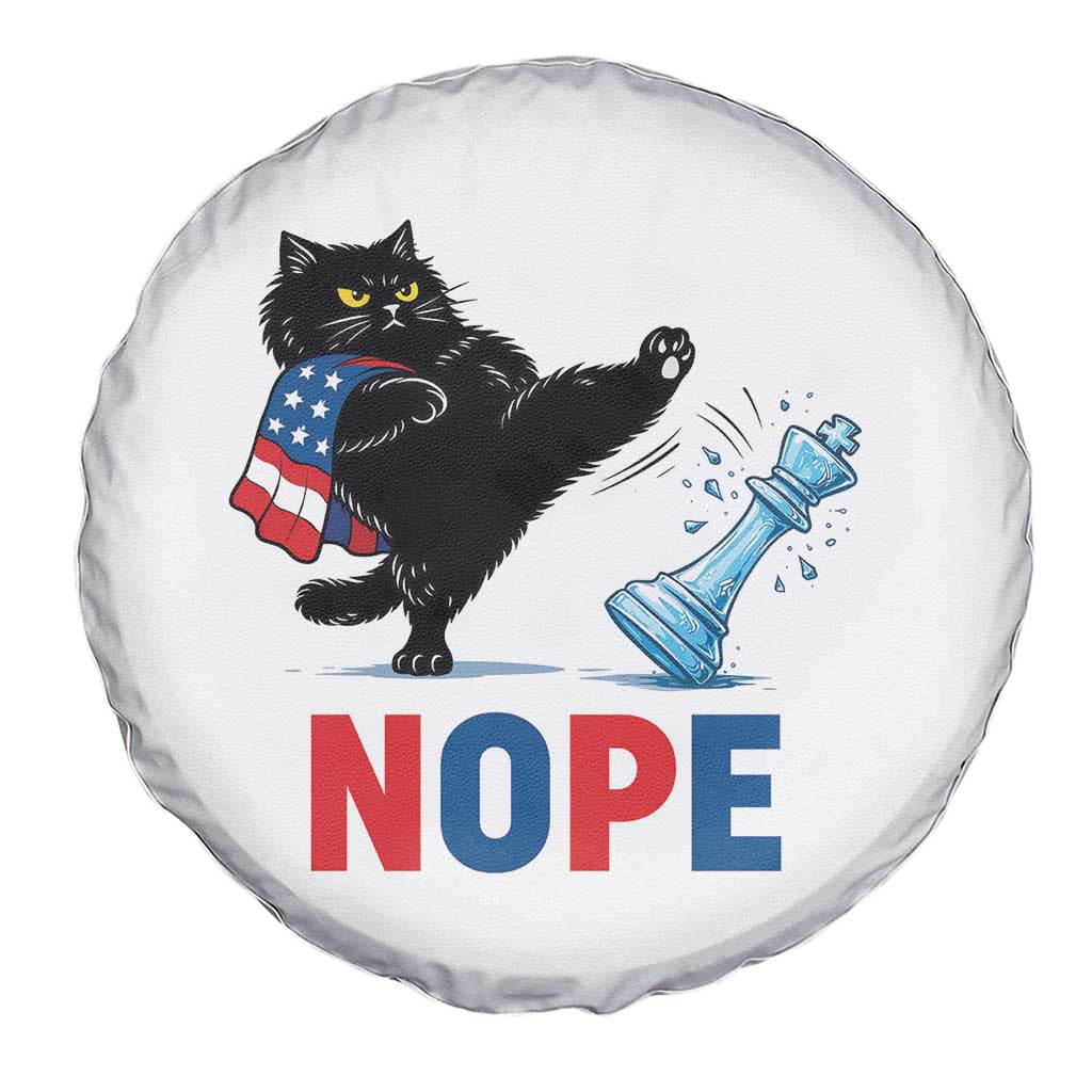 Funny Black Cat Kicks The Icy Chess Piece Nope Spare Tire Cover
