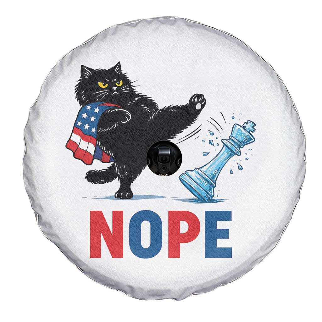 Funny Black Cat Kicks The Icy Chess Piece Nope Spare Tire Cover