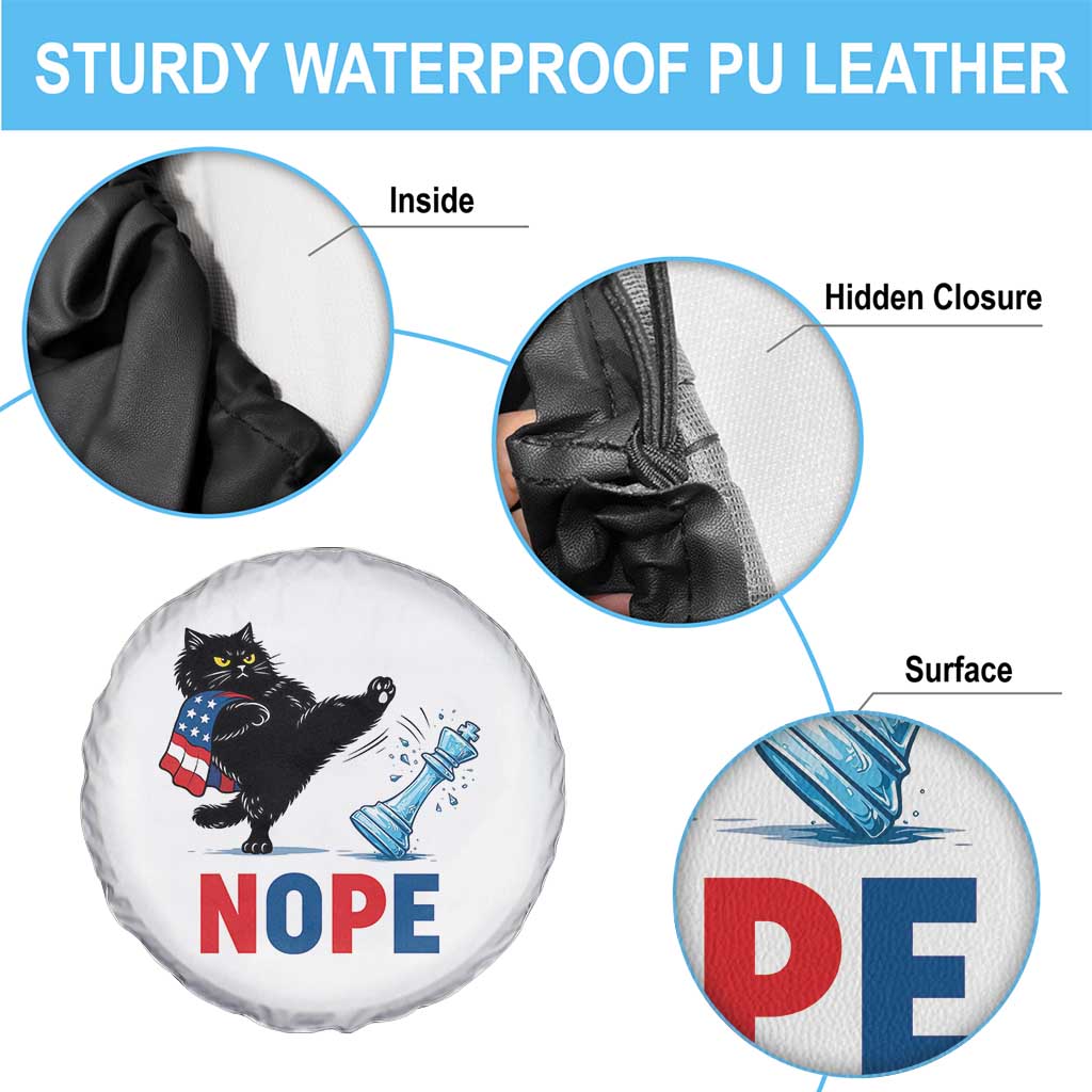 Funny Black Cat Kicks The Icy Chess Piece Nope Spare Tire Cover