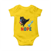 Funny Black Cat Kicks The Icy Chess Piece Nope Baby Onesie